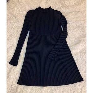 Ribbed Mock-Neck Skater Dress